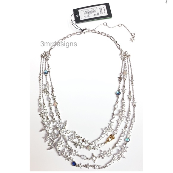NWT Kate Spade♠️COSMOS Silver Plated Epoxy Stone/CZ Crystals Statement Necklace - Picture 14 of 16